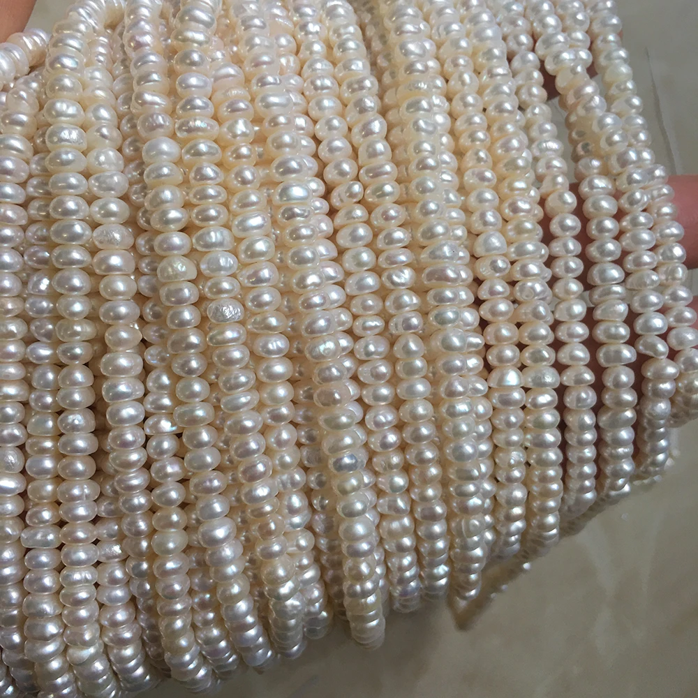 

4-4.5 mm near round button shape nature freshwater pearl grade AA loose in strand wholesale freshwater pearl strand