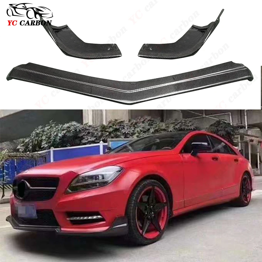 For Mercedes Benz CLS Class W218 CLS300 CLS350 2011-2014 Carbon Fiber Front lip Car Front Bumper Diverter Spoiler Body Kit