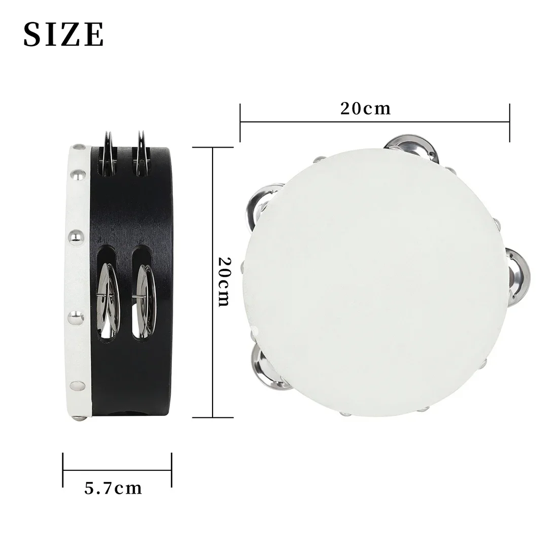 IRIN 2 buah Orff rebana 6 inci 8 inci bel tangan kulit domba baris ganda cocok untuk pendidikan Pencerahan