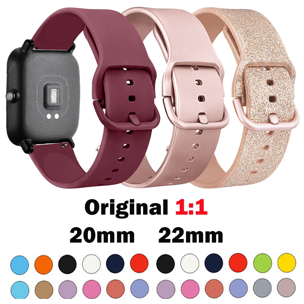 20mm/22mm Watch band For Amazfit GTS 4/3/2e Mini/GTR 4/3/Pro/2/2e/stratos 3/2 Sport silicone Bracelet Amazfit bip-U-S-lite strap