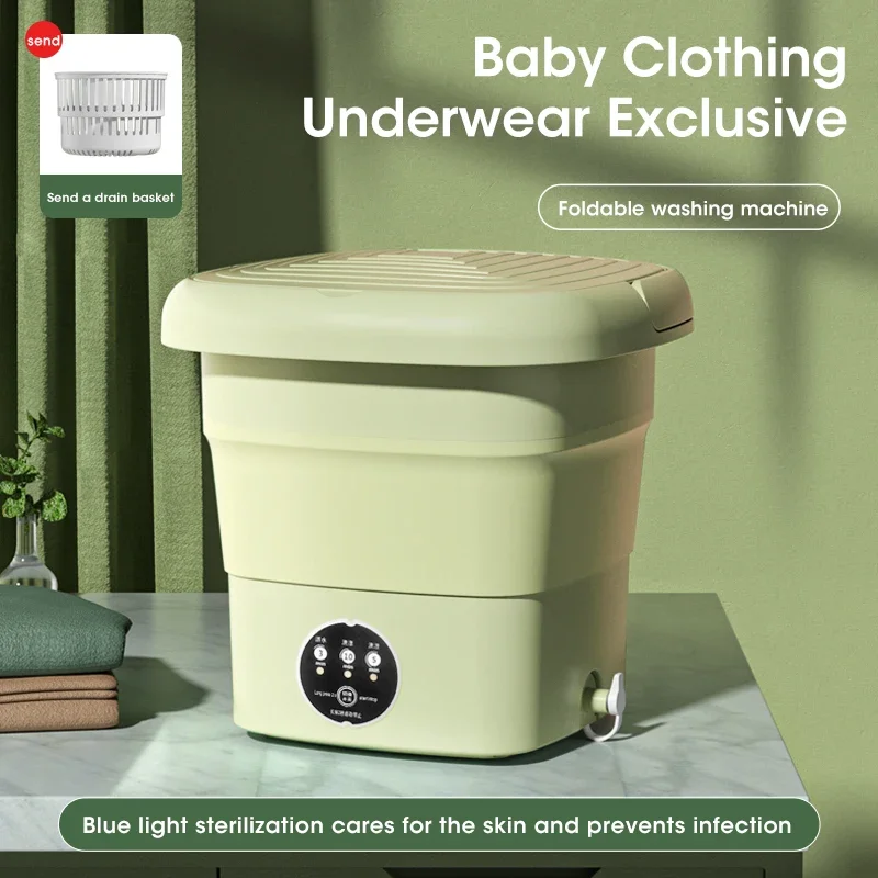 Portable Small Foldable Washing Machine with Spin Dryer For Socks Underwear Panties Washer Household Mini Washing Machine