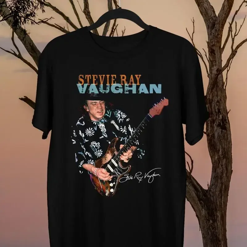 Stevie Ray Vaughan On Stage Signature Black T Shirt S to 5XL Fans
