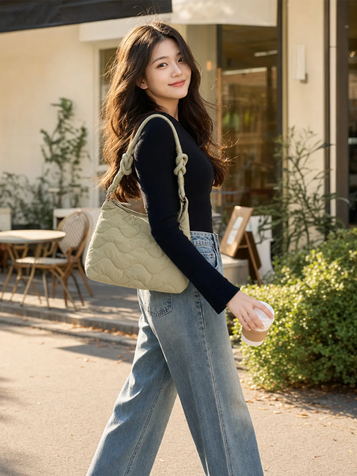 BAGSMART Damen-Umhängetasche, leichte Umhängetasche aus weichem Stoff, Handtasche mit mehreren Taschen, für Schule, Arbeit, Freizeit – Detail 16