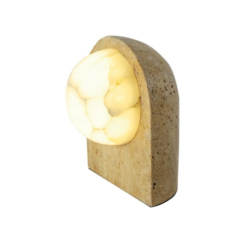 

Light luxury minimalist creative entrance bedroom living room sofa bedside yellow cave stone table lamp
