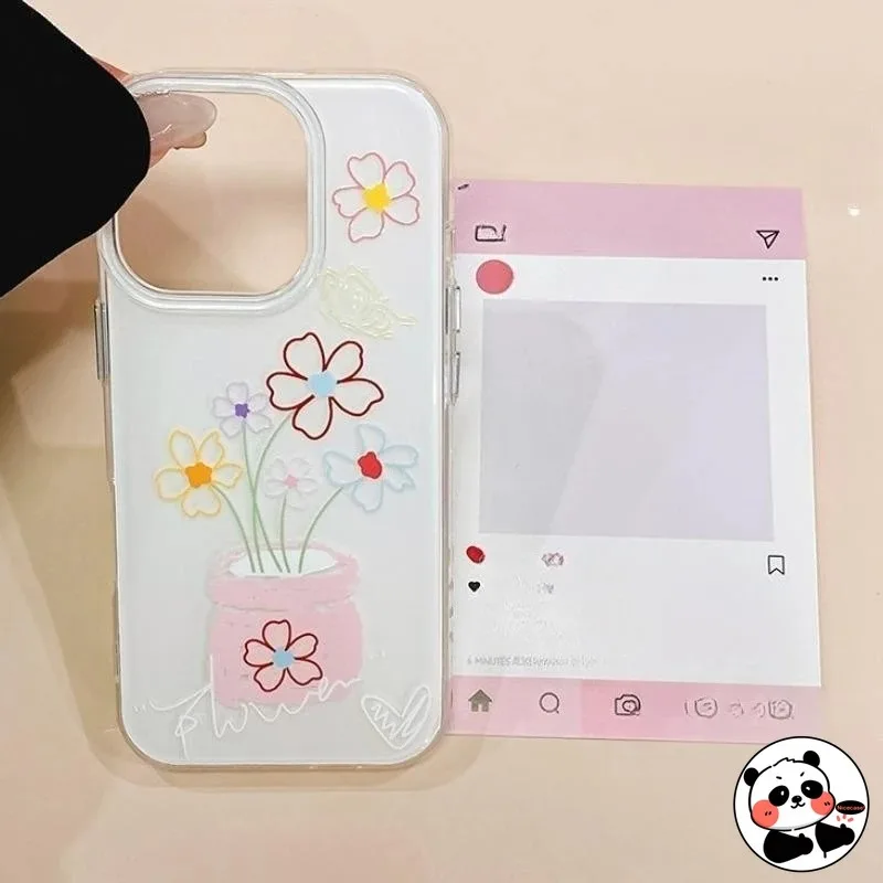 

Cute Colorful Line Flower Phone Case For Infinix Zero 40 4G 5G GT 30 Pro Smart 8 7 6 Pro Plus HD 7 India 5 2020 2021 White Cover