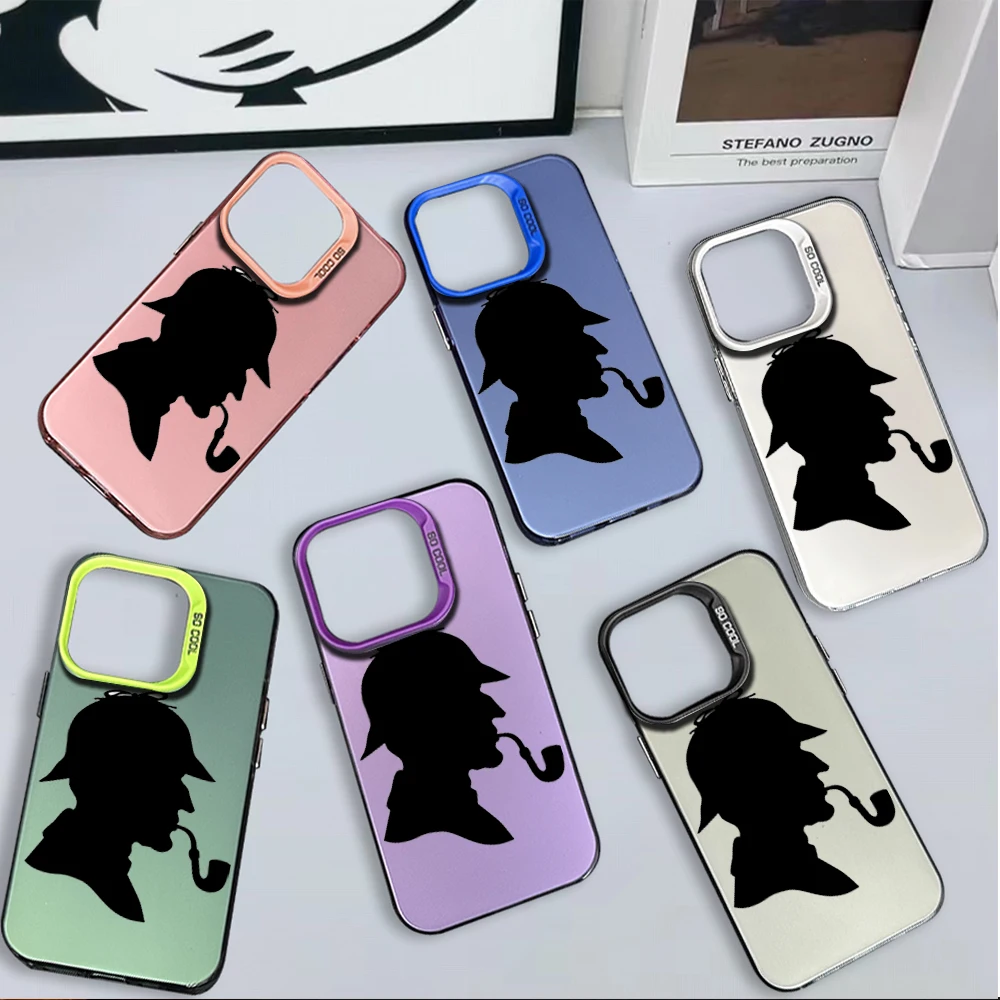 New Luxury IMD Phone Anti-drop Cover Case For iPhone 11 12 13 14 Pro Max 15 16 Plus TV S-Sherlock Holmes