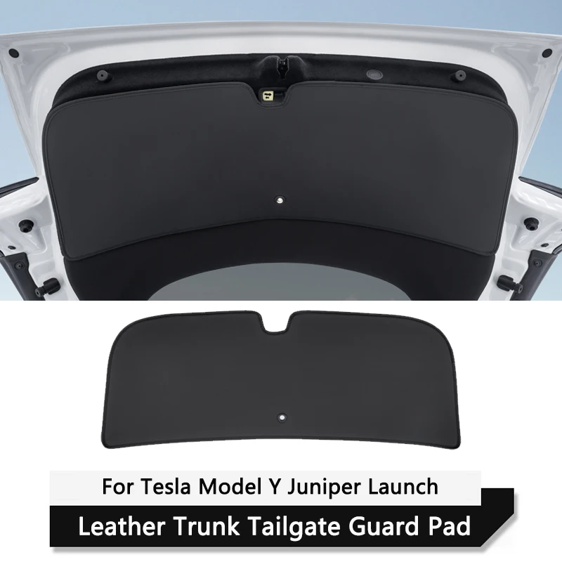 ل تسلا نموذج Y العرعر الجذع الباب الخلفي الحرس وسادة جلدية جذع البضائع بطانة اللوحة الخلفية واقية مكافحة القذرة وسادة اكسسوارات السيارات #6