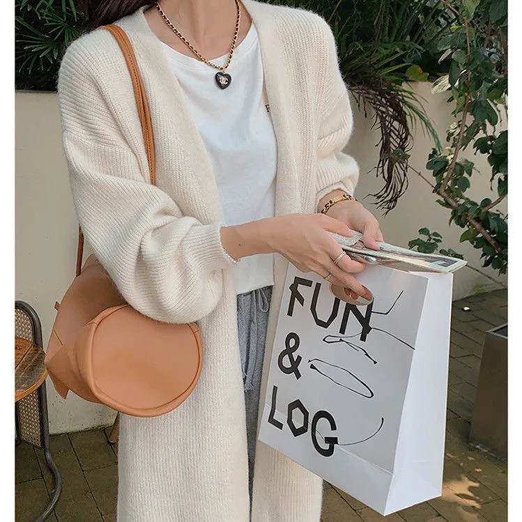 

Autumn Winter Lazy Cardigan Women Solid Color Warm And Fashionable Loose Casual Imitation Wool Knitted Sweater Cardigan Jacket