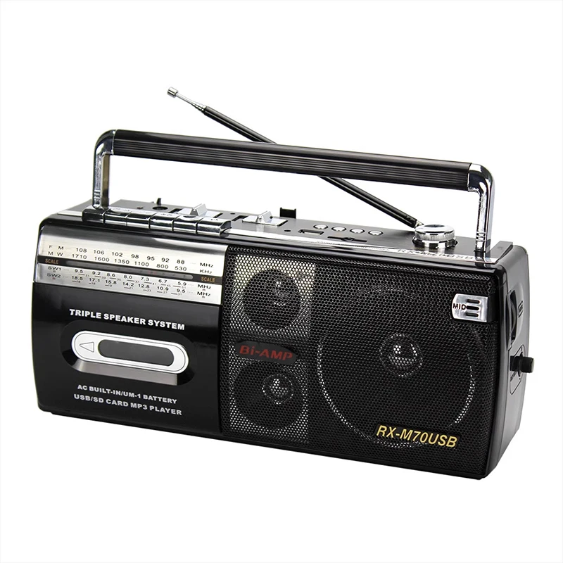 

RX-M70USB Portable Vintage Retro USB AM/FM/SW Multiband Radio Stereo Wireless Bluetooth Boombox Mp3 Audio Cassette Tape Player R
