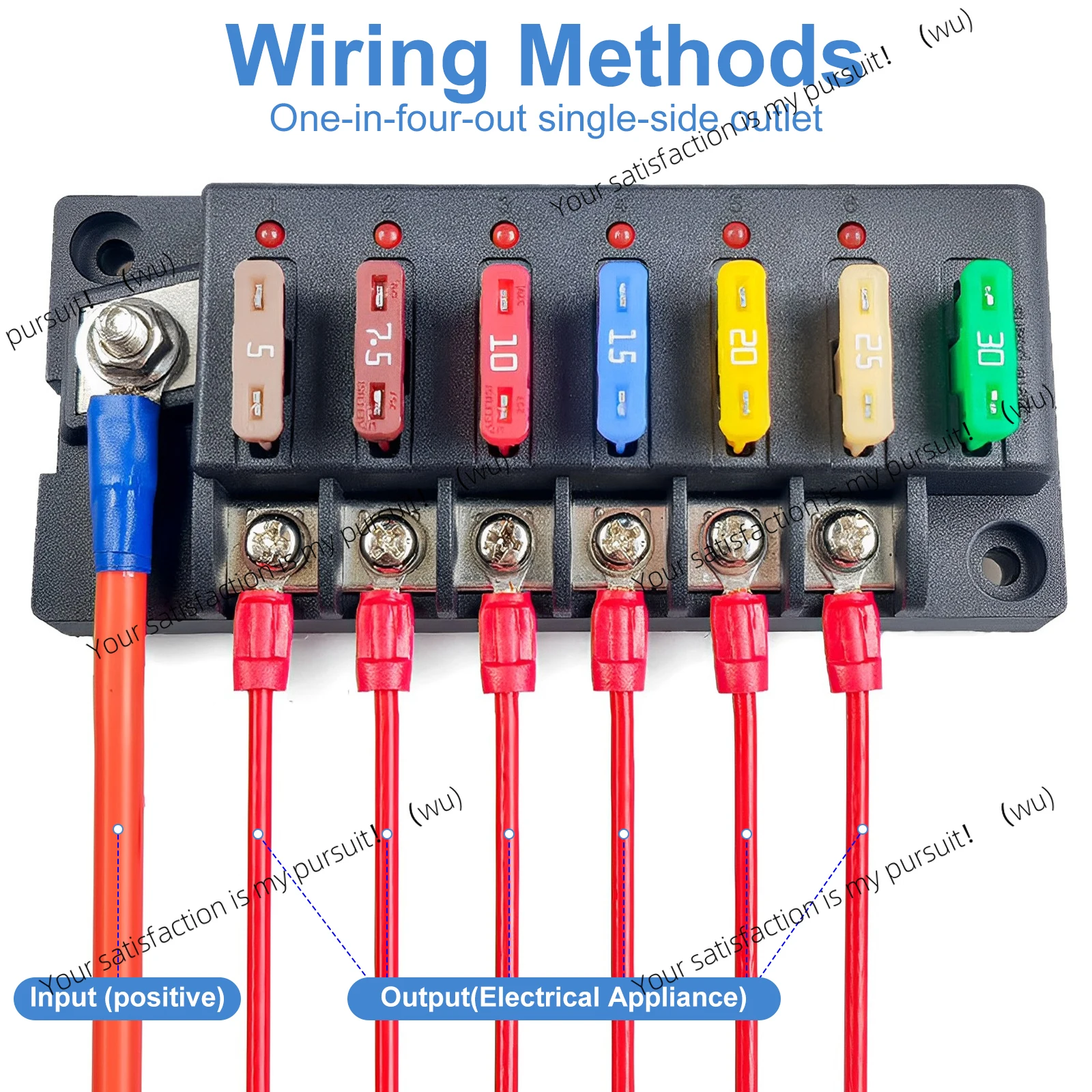 4/6 Way Fuse Block 12V Blade Fuse Box Holder with LED Indicator, Waterproof Cover, Safety Compact