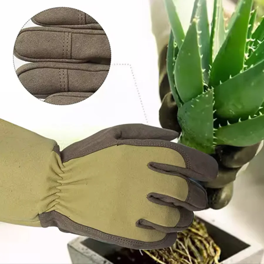 Long Style Gardening Gloves Thorn Proof Gloves Canvas Rose Pruning Garden  with Touch Screen Breathable Work