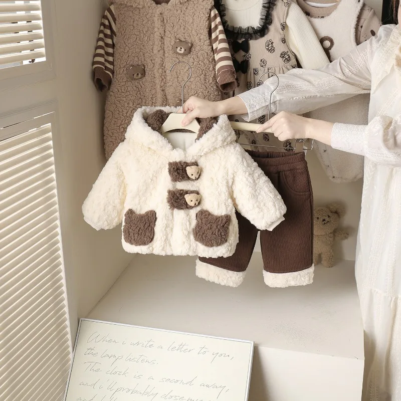 Conjunto Para niños, Chaqueta de algodón de terciopelo, conjunto informal de dos piezas, ropa Para niño niña, ropa Para niños, Conjuntos de tela Para niños