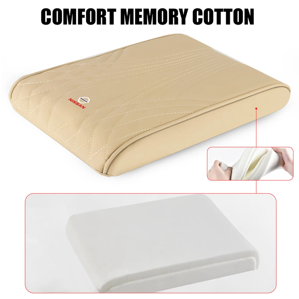 Universal Comfort Memory Foam Car Armrest Box Booster Cushion For Nissan Juke Qashqai X-Trail Leaf Patrol Altima Maxima Micra