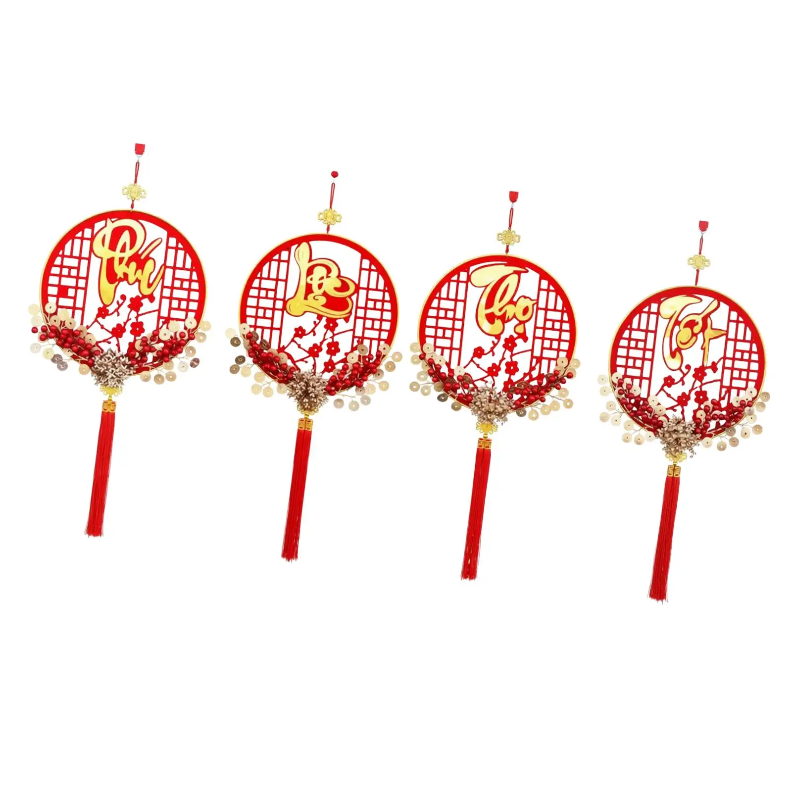 

Vietnamese New Year Decoration Wall Hanging Ornament Unique Sturdy Blessed Words Pendant Spring Festival Decor for Front Door