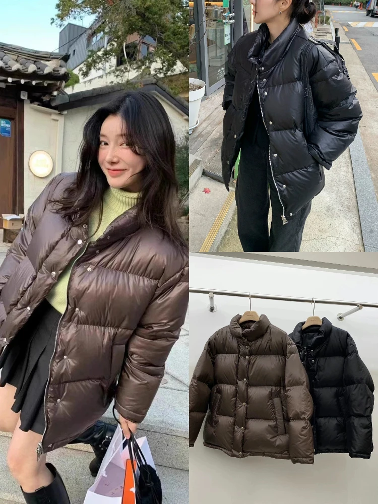 الشتاء أسفل Jaet سطح لامع خفيفة الوزن الدفء مايكرو ضوء معطف مبطن تخفيف Sle الوقوف Sve سحاب طويل #1