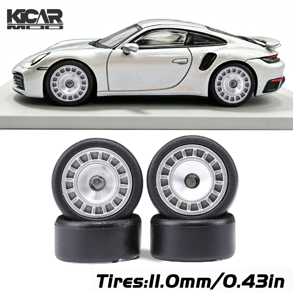 

1/64 Removable Rubber Slick Tires with 11mm Iron Disc Rims, RLC Premium Wheels for Hot Wheels Advan GT Model Car (1 Set)
