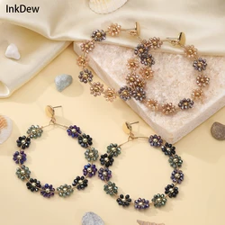 INKDEW Flower Big Round Drop Earrings for Women Long Earrings Handmade Crystal Faceted Beads Earrings Jewelry Gift boho EA114
