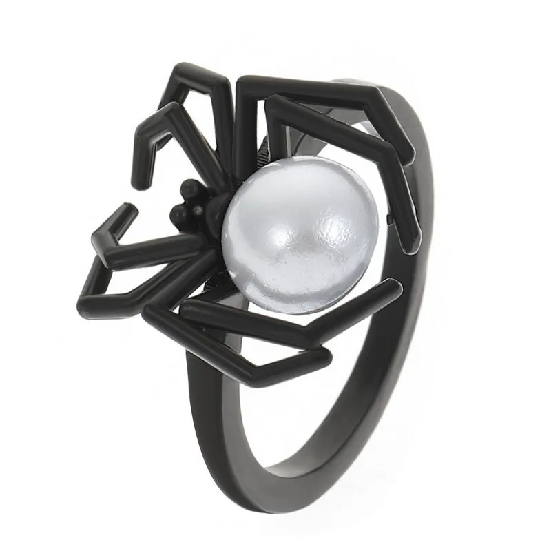 Gothic Punk Unregelmäßige Spinne Öffnung Ring Frauen Männer Mode Zirkon Schwarz Kristall Dark Tier Ring Hip Hop Party Finger Schmuck – Detail 28