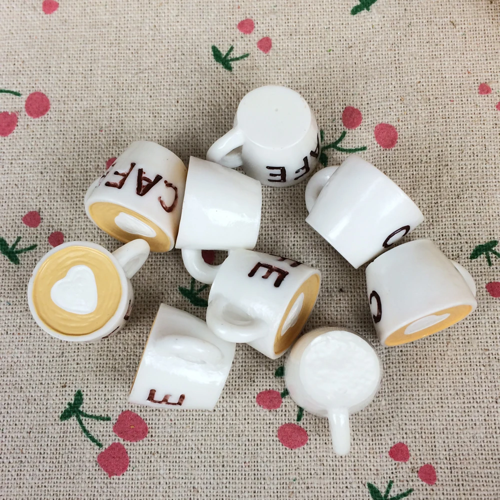 10Pieces Flat Back Resin Cabochon Fake White Cafe Cup DIY Flatback Embellishment Accessories Scrapbooking Decoration:20*25mm