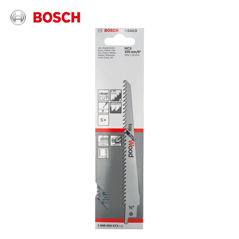 

Bosch S644D Sabre Saw Blades 150Mm - 6Tpi High Carbon Steel,cuts 100Mm Wood/pvc/nails,universal S-Shank for Reciprocating Saws