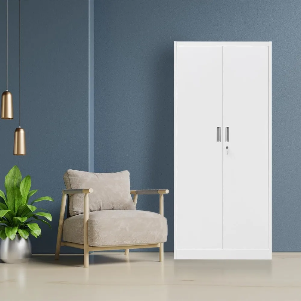 71 خزانة تخزين معدنية مع أبواب قفل وأرفف قابلة للتعديل للمرآب والأدوات