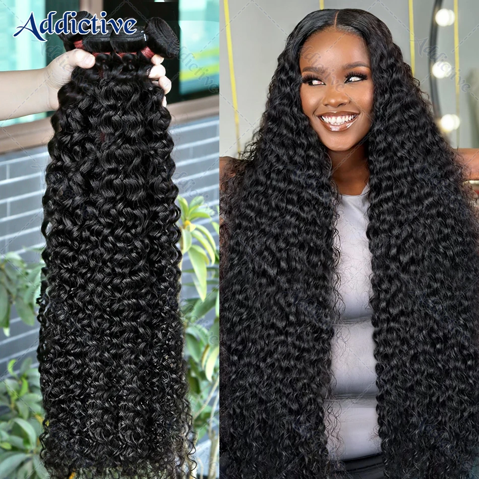 Addictive 30 40 Inch Loose Deep Wave Human Hair Bundles Brazilian Curly 3 4 Bundles Raw Hair Extensions Double Weft Wholesale