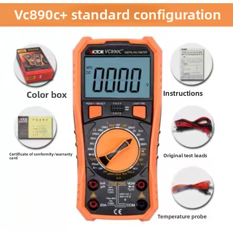 

Цифровой мультиметр VC890C/D, высокая точность, защита от ожогов, многофункциональный измеритель емкости, частота, температура, индуктивность