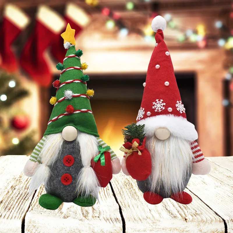 Christmas Gnome Gnomes Doll - Dwarf Leprechaun Plush Decorations White Beard Santa Decorations for Holiday Home Table Ornaments