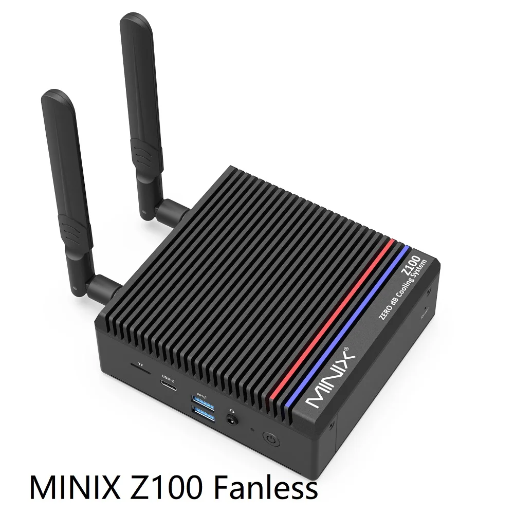 Minix Z100คอมพิวเตอร์ขนาดเล็กไร้พัดลม, DDR4 16GB M.2 PCIe X4 NVMe SSD Windows คอมพิวเตอร์ตั้งโต๊ะ11, 2.5 GbE Ethernet, HDMI 4K