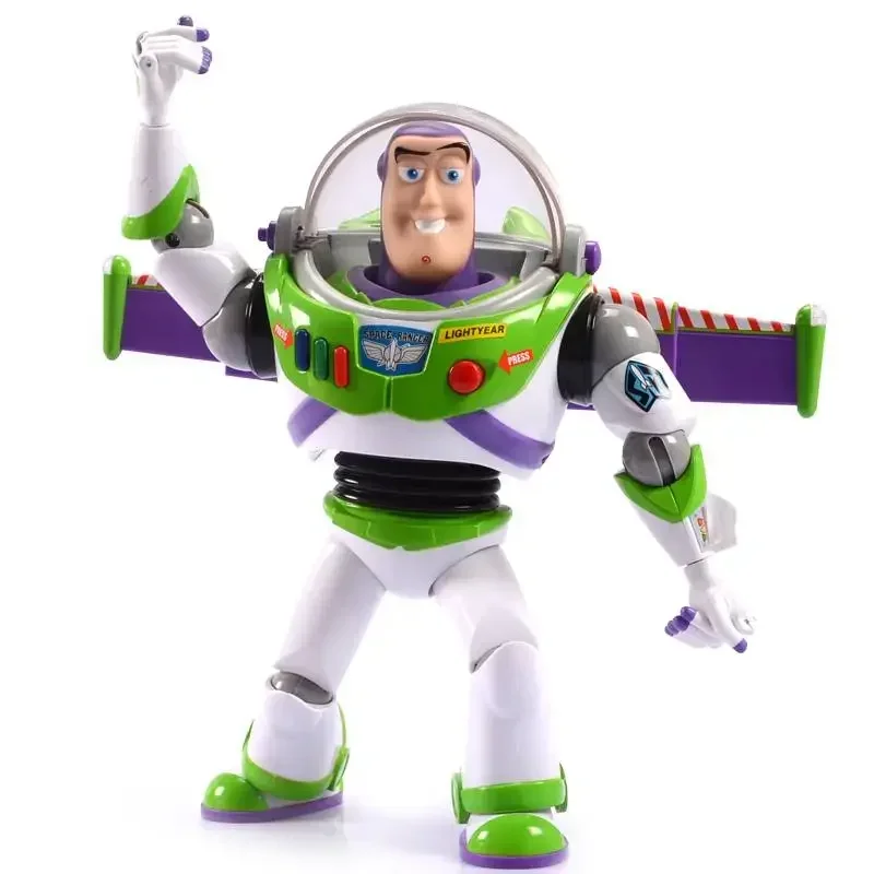 Disney toy story buzz lightyear woody cowboys 34cm corpo total mobilidade conjunta bonecas efeitos de som e luz figuras meninos presente