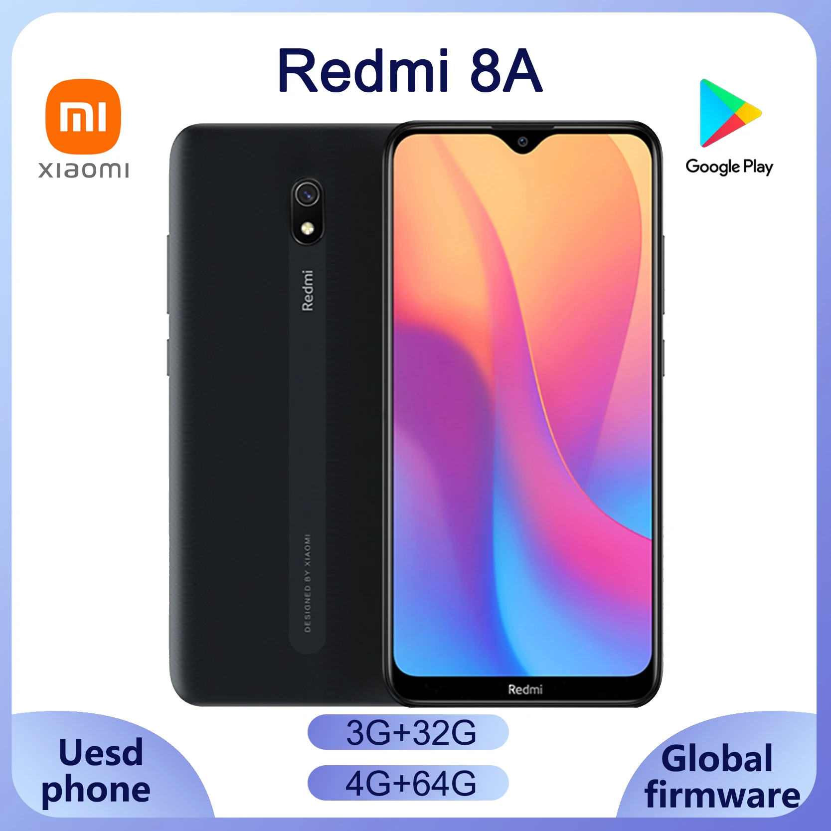 Xiaomi Redmi 8A Smartphome 5000mAh batería Snapdargon 439 teléfono móvil pantalla de 6,22 "cámara de 12MP teléfono usado