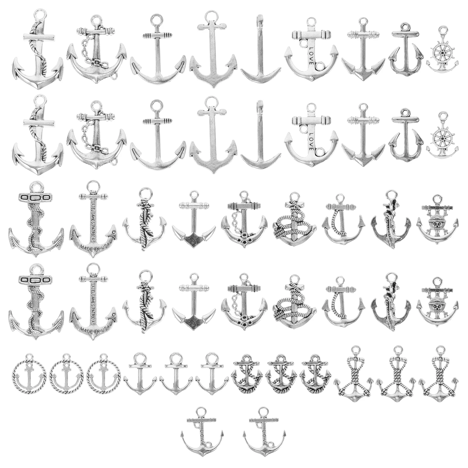 

50PCS Ancient Pendant Zinc Alloy Jewelry Pendants Decorative Charms DIY Keychain Kit Retro Style Boat Accessories