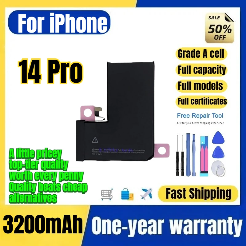 A2890/A2650 for IPhone 14 Pro Phone Battery 0 Cycle High Quality Capacity Battery Replacement Bateria Grade A Cell with Tools
