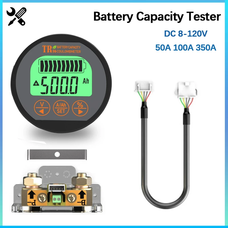 

TR16H 8-120V Battery Capacity Tester Vehicle Lithium Battery Indicator 50A 100A 350A Voltage Current Meter Ammeter Voltmeter