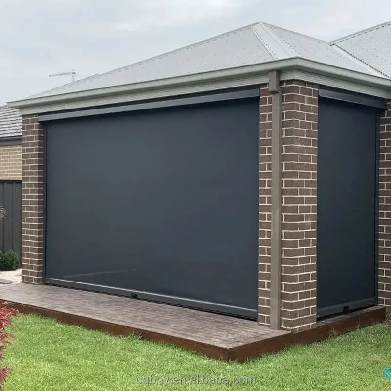 

Outdoor Blackout Motorized Zip Track Zipper Roller Blinds Windproof Window Shades Shutters
