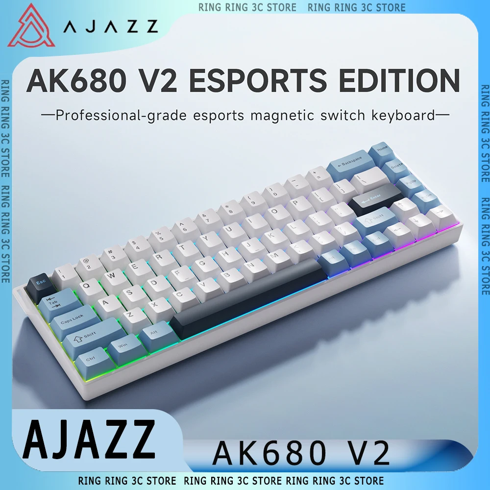 

AJAZZ AK680 V2 E-sports Magnetic Switch Keyboard Wired 8K Polling Rate 128K Scan Rate Keybaord Aluminum Alloy Positioning Plate