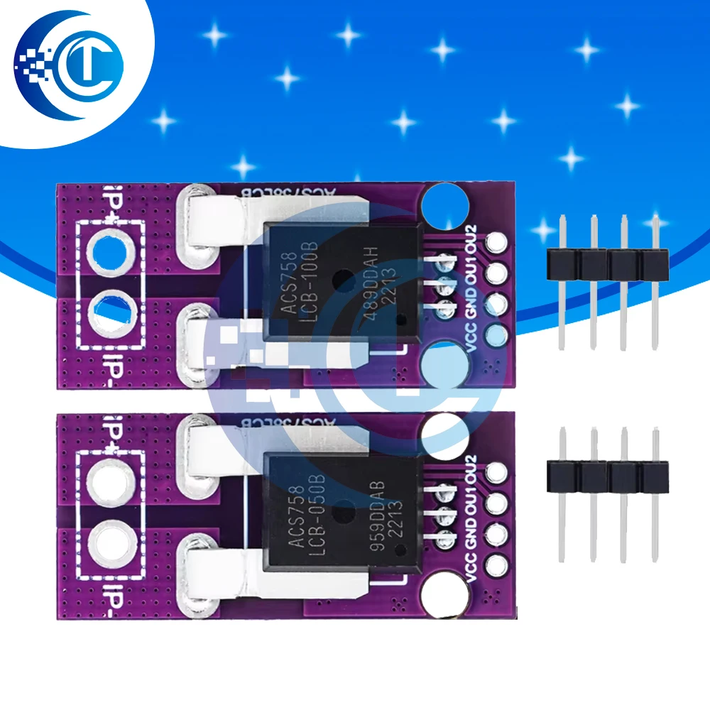 ACS758-Based Linear Hall Current Sensor Module: Fits ACS758LCB-050B-PFF-T & ACS758LCB-100B-PFF-T Models
