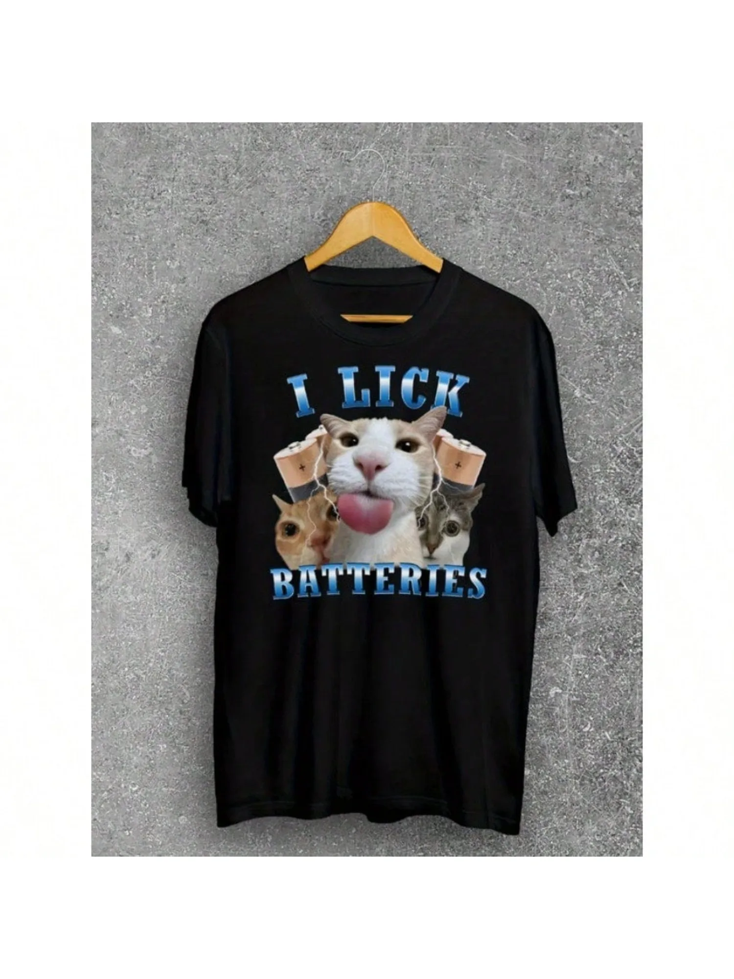 أنا لعق البطاريات مضحك القط ميمي تي شيرت سخيف القطط قميص الدماغ روت تي شيرت قمصان غير محفورة #6