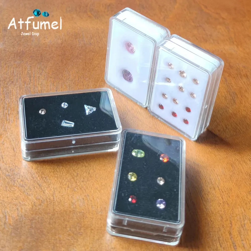 Clear Loose Diamond Jewelry Display Box Bar Stone Holder Beads Ring Pendant Organizer Gems Showcase Charms Gift Package Box10Pcs