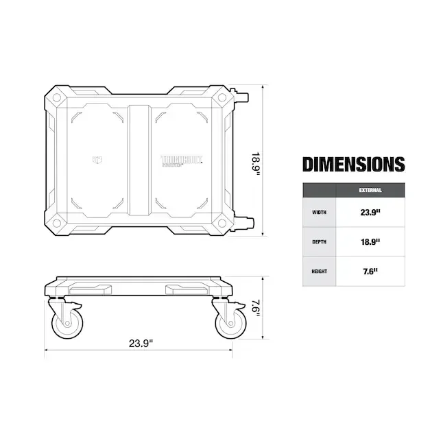 TOUGHBUILT TB-B1-T-10 롤링 도구 상자 마운트 브래킷 도르래, 모바일 섀시 베이스, 탈착식 트레이 도구 액세서리