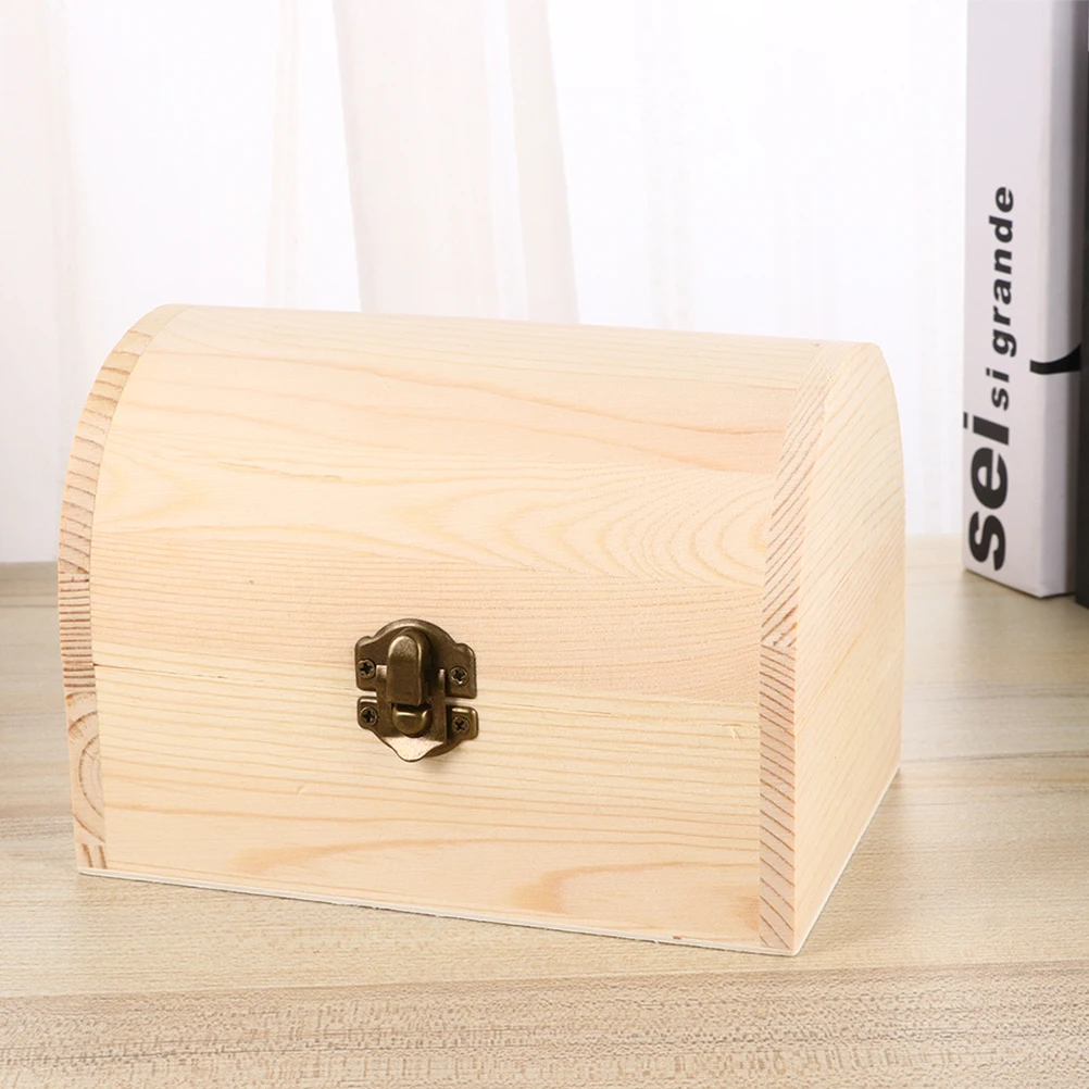 

3 Pcs Wooden Box Jewelry Storage Unfinished Craft Boxes Decorative Treasure Case Painting Stationery Wood Box