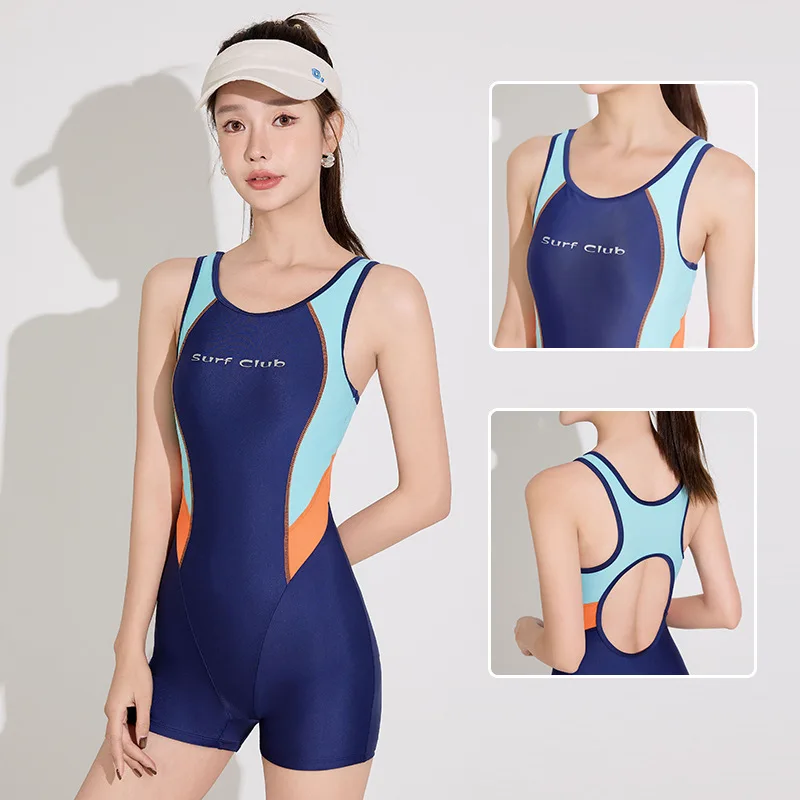 

Спортивный слитный купальник в стиле пэчворк больших размеров для женщин, профессиональный спортивный купальный костюм для серфинга и плавания