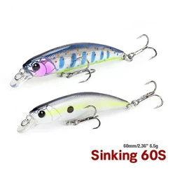 TSURINOYA  Sinking Minnow Fishing Lure INTRUDER 60S  60mm 6.5g Artificial Hard Baits Trout Pike Bass Jerkbait Wobbler