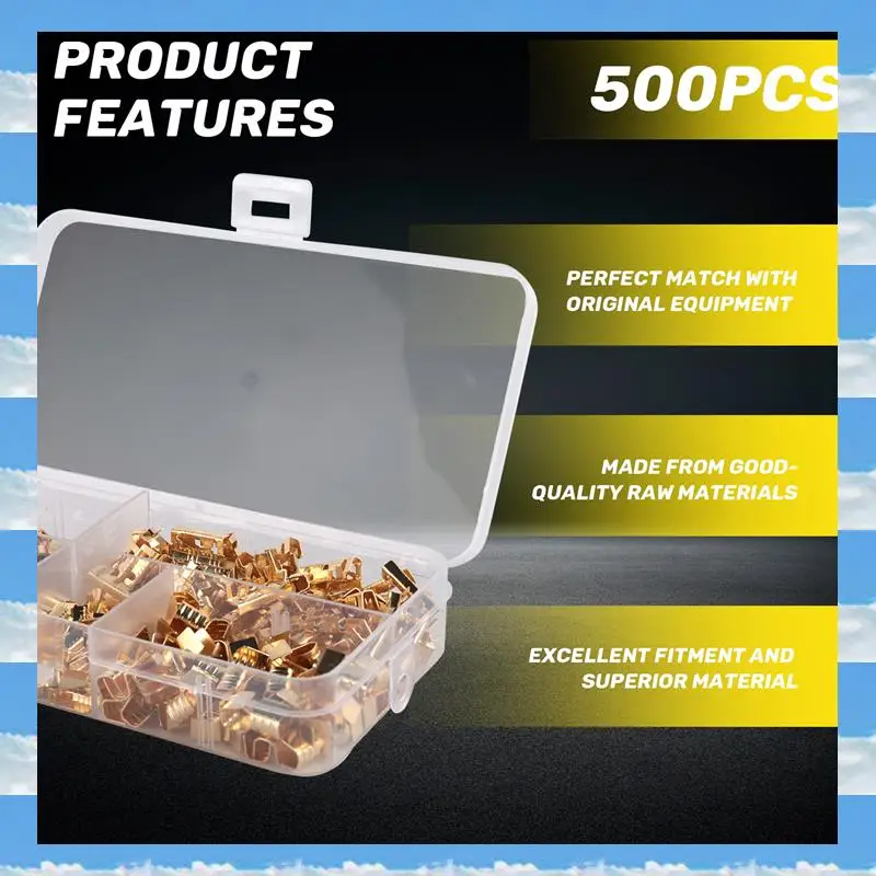 

A11I 500Pcs U Shape Copper Ring Terminals Crimp Kit Non-Insulated Assortment Cable Wire Spade Electric Butt Connector 454TABC