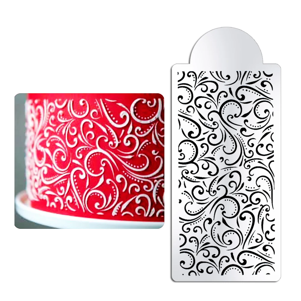 

1pc, Wave Pattern Cake Stencil, Cake Fondant Decorating Side Baking Mesh Stencils, Plastic Templates Spray Flower Cake Molds