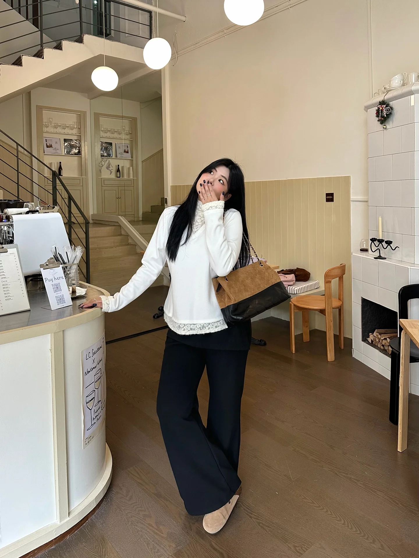 

Повседневные брюки с высокой талией больших размеров, искусственные двухсекционные расклешенные брюки, универсальные утягивающие длинные брюки, женские брюки с дерзкой юбкой