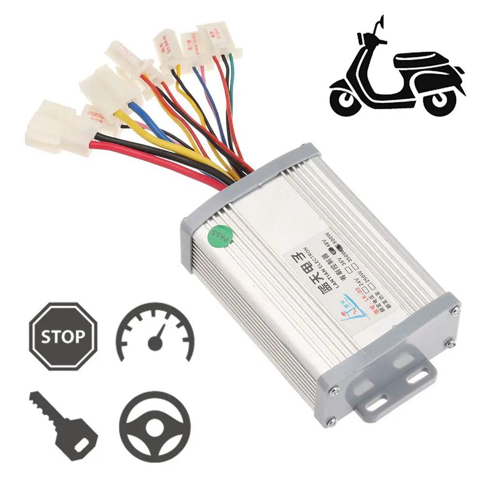 DC Electric Bicycle Controller E-bike Accessories 24V/36V/48V 250W/350W/500W/800W Electric Bike Motor Brushed Controller Motor