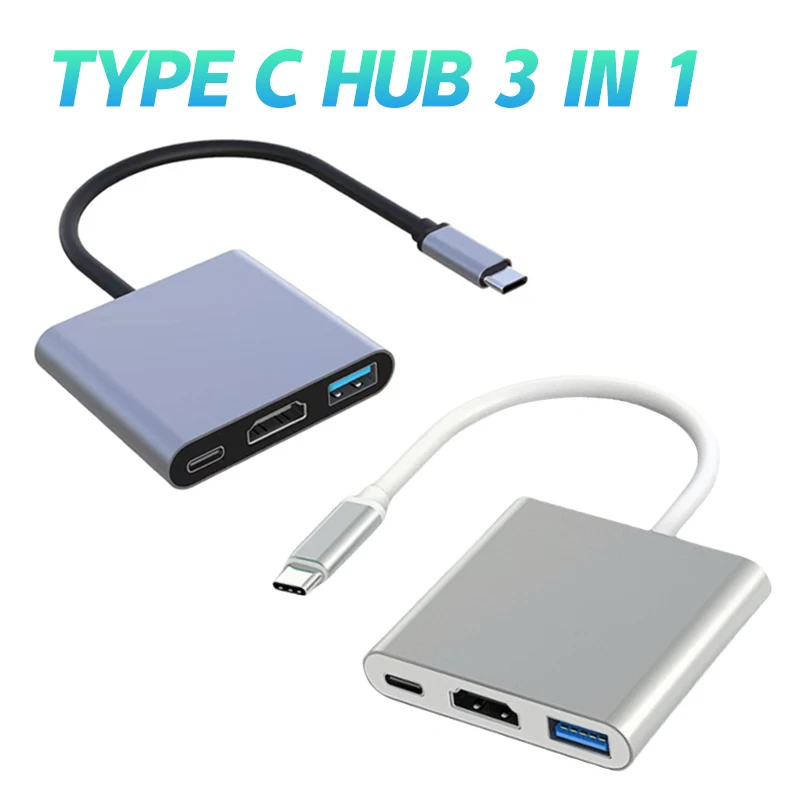 3 in 1 Type C USB-C To HDMI Cable Converter USB 3.1 To HDTV 4K for Samsung Huawei iPad Mac NS USB 3.0 USB 3.2 Adapter Cable