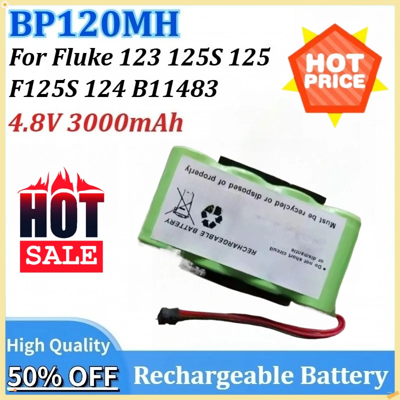 

4.8V 3000mAh Battery for Fluke BP120MH B11483 Scopemeter 120 for Fluke 43 43B Power Quality for Analyzers 125S 125 F125S 123 124