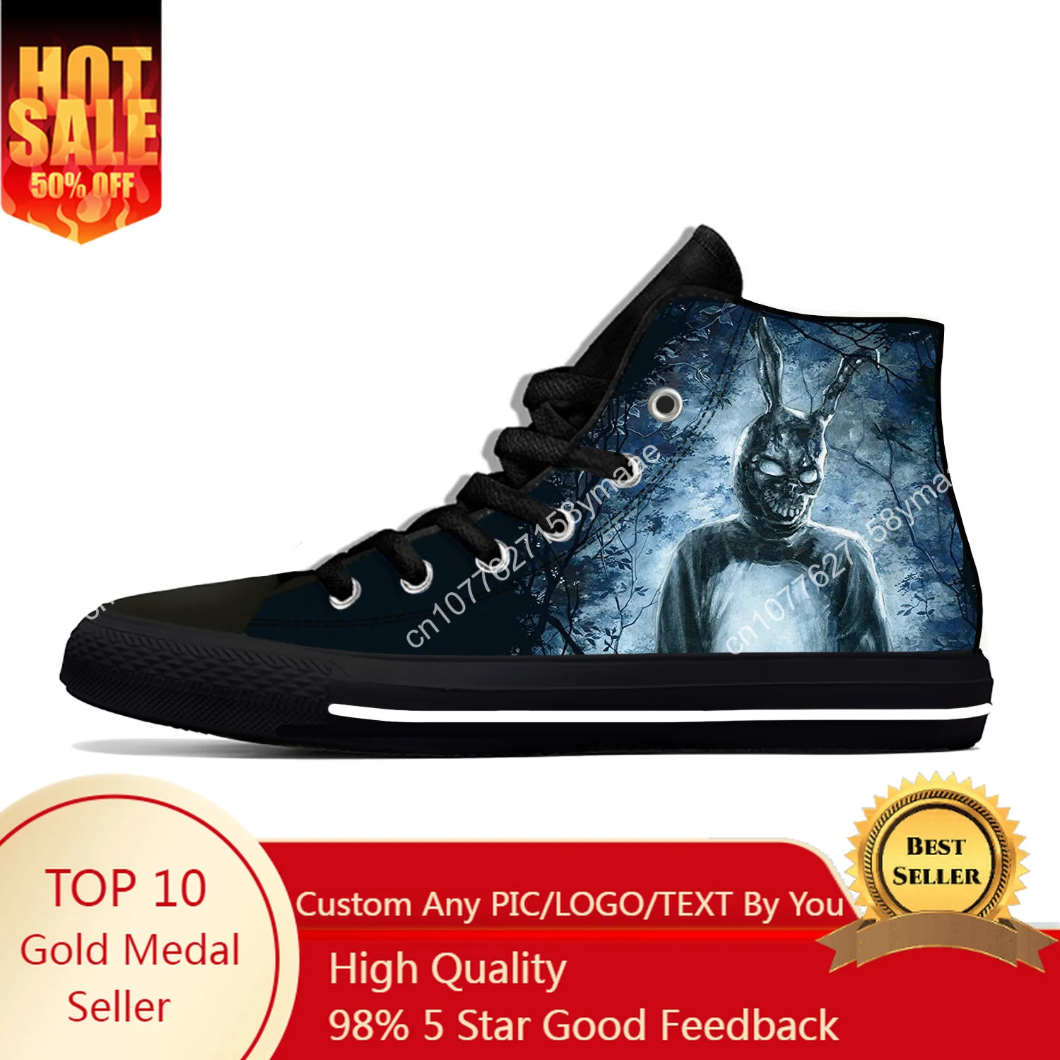 Movie Donnie Darko Frank Bunny Horror Halloween Casual Cloth Shoes High Top Lightweight Breathable 3D Print Men Women Sneakers